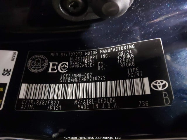 Toyota COROLLA LE 2024 5YFB4MDE9RP210223 Image 9