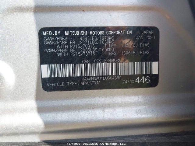 Продаж на аукціоні авто 2020 Mitsubishi Rvr Es/se, vin: JA4AH3AU1LU604390, номер лоту: 12715930