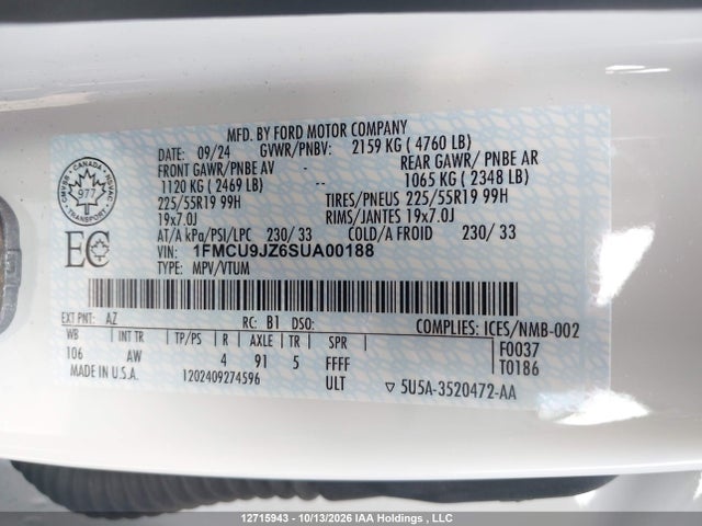 Ford Escape 2025 1FMCU9JZ6SUA00188 Image 9