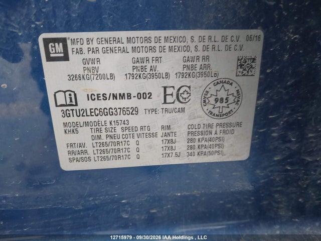 GMC SIERRA 1500 2016 3GTU2LEC6GG376529 Image 19