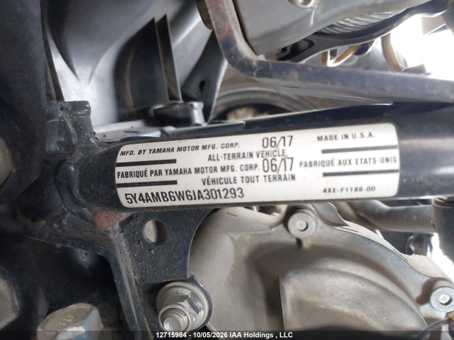 Продажа на аукционе авто 2018 Yamaha Yfm700 Fwad, vin: 5Y4AMB6W6JA301293, номер лота: 12715984