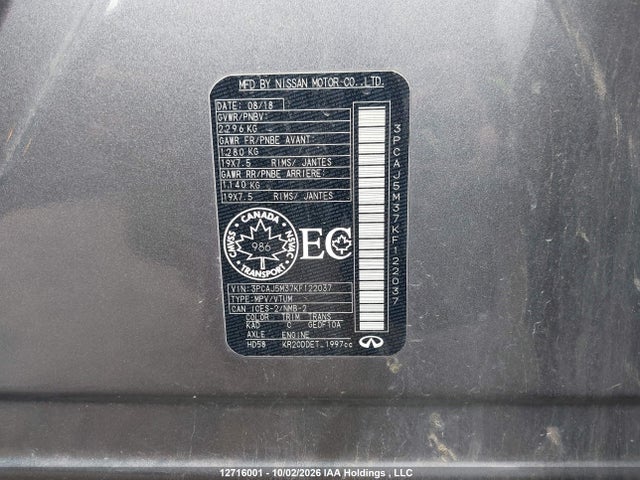 Продаж на аукціоні авто 2019 Infiniti Qx50 Essential/pure, vin: 3PCAJ5M37KF122037, номер лоту: 12716001