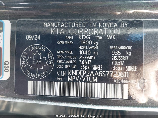 Продажа на аукционе авто 2025 Kia Seltos, vin: KNDEP2AA6S7723611, номер лота: 12716004