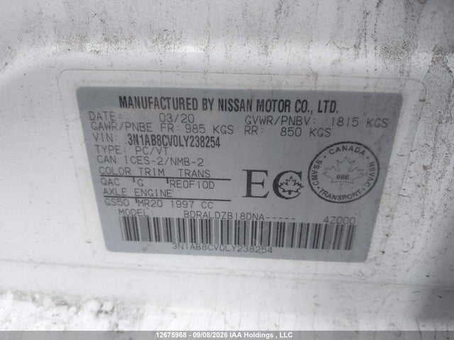 Nissan SENTRA SV 2020 3N1AB8CV0LY238254 Image 9