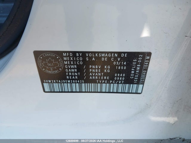 3VW2K7AJ9EM280425 Volkswagen Jetta 2.0l Trendline+