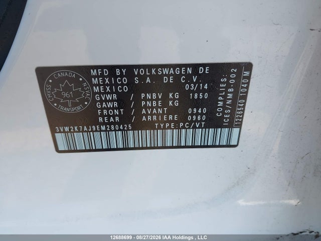 3VW2K7AJ9EM280425 Volkswagen Jetta 2.0l Trendline+