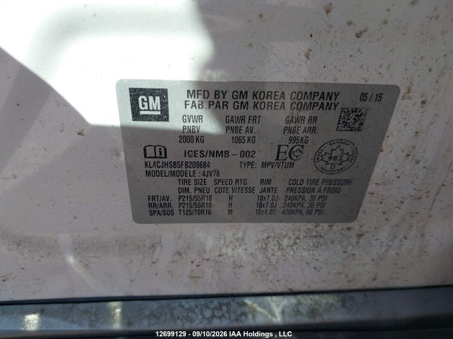 Продажа на аукционе авто 2015 Buick Encore Premium, vin: KL4CJHSB5FB209684, номер лота: 12699129