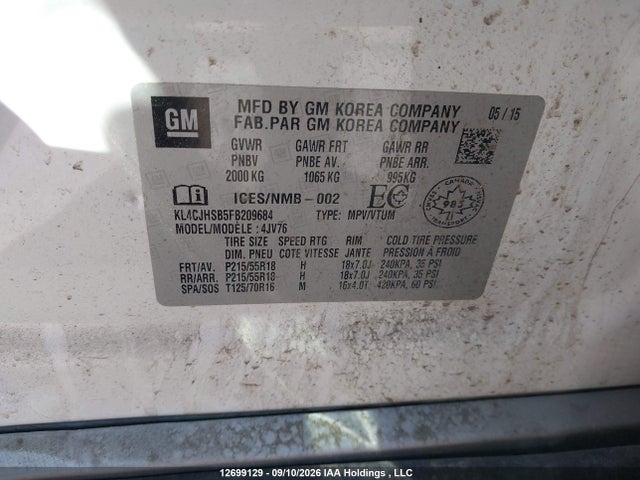 Продажа на аукционе авто 2015 Buick Encore Premium, vin: KL4CJHSB5FB209684, номер лота: 12699129