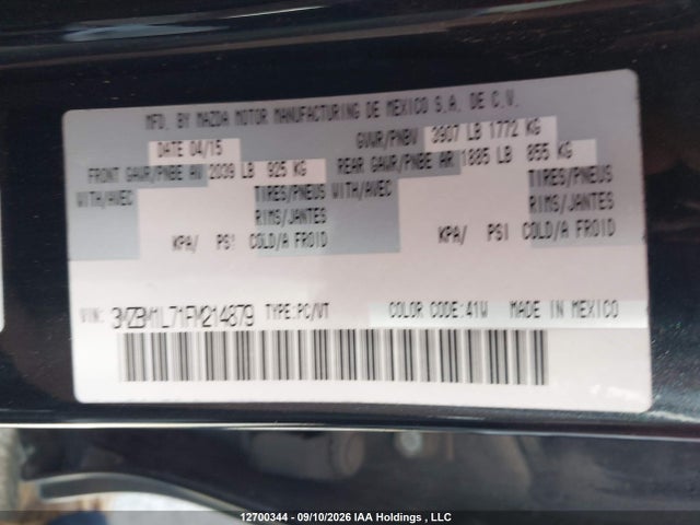 Aukcja sprzedaży 2015 Mazda Mazda3 Gs, vin: 3MZBM1L71FM214879, numer aukcji: 12700344