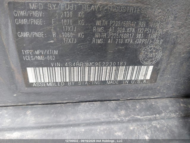 2014 Subaru Outback 3.6r Limited Package მანქანა იყიდება აუქციონზე, vin: 4S4BRJMC9E2230183, აუქციონის ნომერი: 12700532