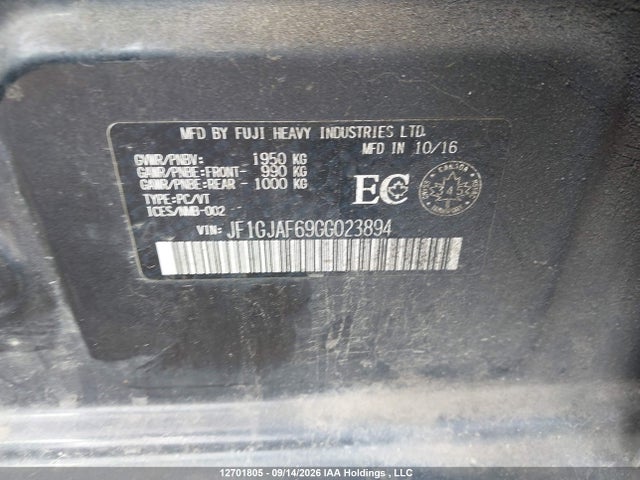 Продажа на аукционе авто 2016 Subaru Impreza Premium Plus, vin: JF1GJAF69GG023894, номер лота: 12701805