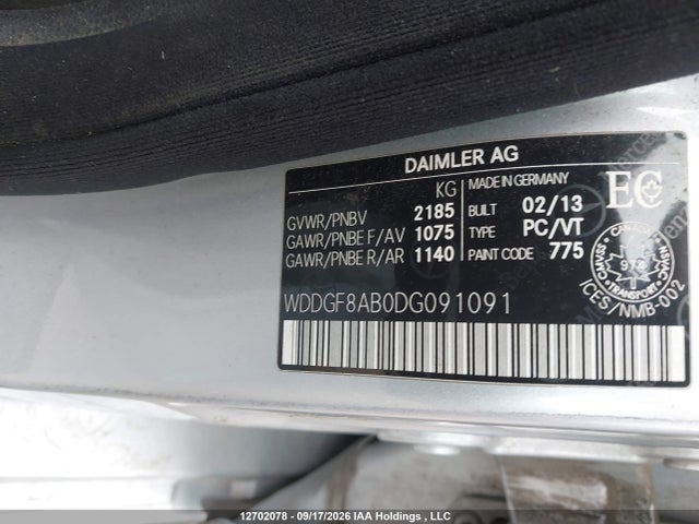 12702078 :رقم المزاد ، WDDGF8AB0DG091091 vin ، 2013 Mercedes-benz C 300 4matic مزاد بيع