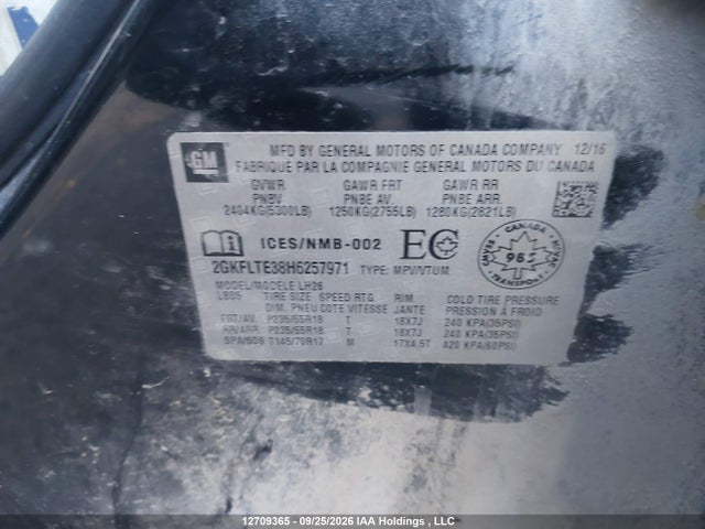GMC Terrain Sle-2 2017 2GKFLTE38H6257971 Image 9