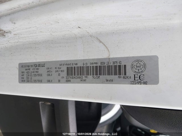 Auction sale of the 2019 Ram Promaster 1500 High Roof, vin: 3C6TRVBG4KE549423, lot number: 12716019