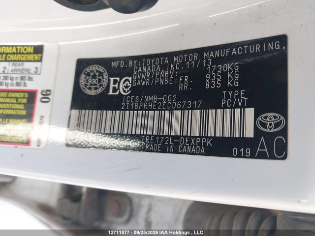 Продаж на аукціоні авто 2014 Toyota Corolla Le Eco Upgrade Pkg, vin: 2T1BPRHE2EC067317, номер лоту: 12711877