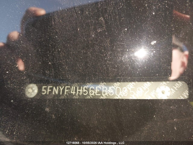 12716068 :رقم المزاد ، 5FNYF4H56EB503582 vin ، 2014 Honda Pilot Exl مزاد بيع