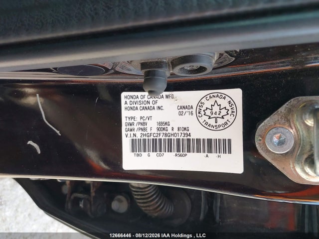 Honda Civic Ex 4dr 2016 2HGFC2F78GH017394 Image 20