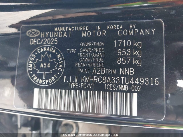 Aukcja sprzedaży 2026 Hyundai Venue, vin: KMHRC8A33TU449316, numer aukcji: 12716121