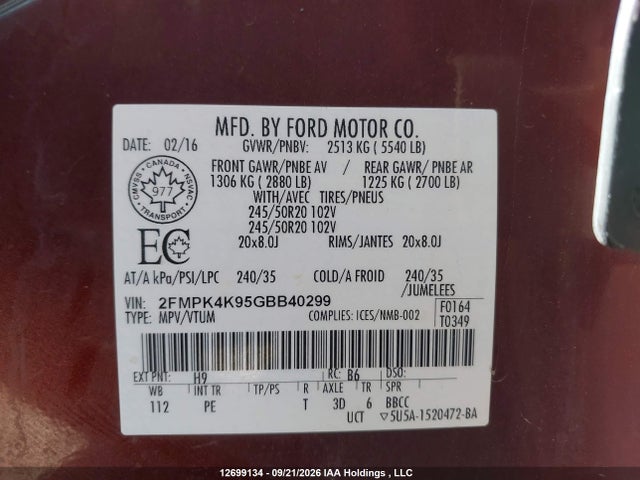 Ford Edge Titanium 2016 2FMPK4K95GBB40299 Image 20