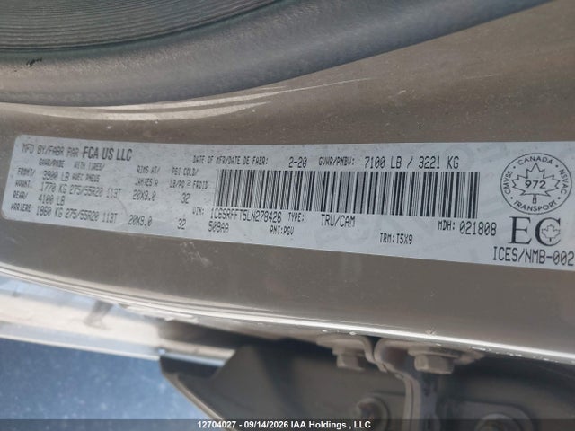 RAM 1500 Big Horn 2020 1C6SRFFT5LN278426 Image 9