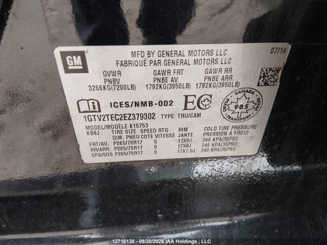 GMC Sierra K1500 2014 1GTV2TEC2EZ379302 Image 9