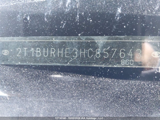 12716148 :رقم المزاد ، 2T1BURHE3HC857643 vin ، 2017 Toyota Corolla L/le/xle/se/xse مزاد بيع