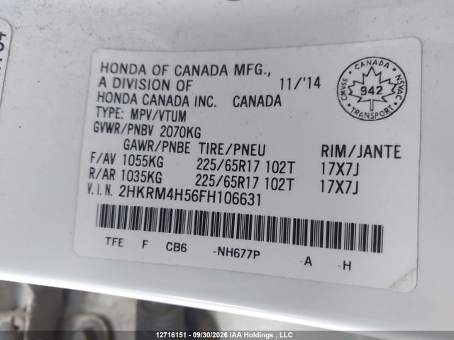 Honda CR-V EX 2015 2HKRM4H56FH106631 Image 9
