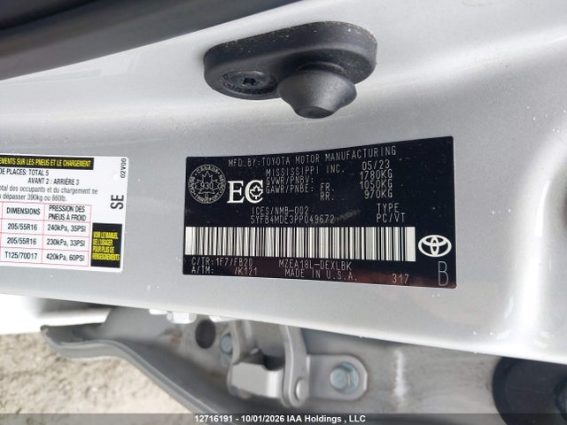 5YFB4MDE3PP049672 Toyota COROLLA LE