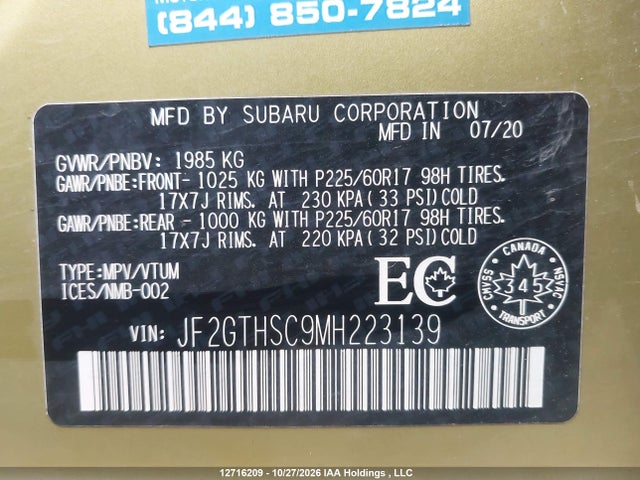 Subaru Crosstrek Outdoor 2021 JF2GTHSC9MH223139 Image 9