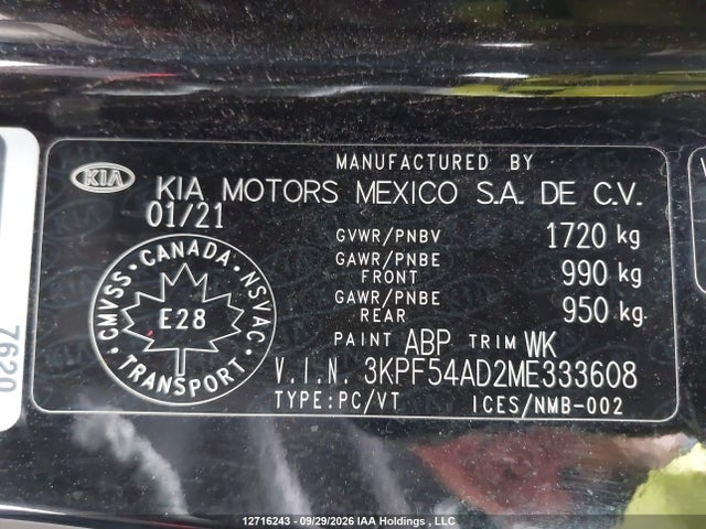 KIA Forte Ex/ex Premium/ex+ 2021 3KPF54AD2ME333608 Image 9