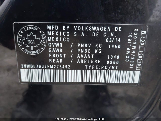 3VWDL7AJ7EM276492 Volkswagen Jetta
