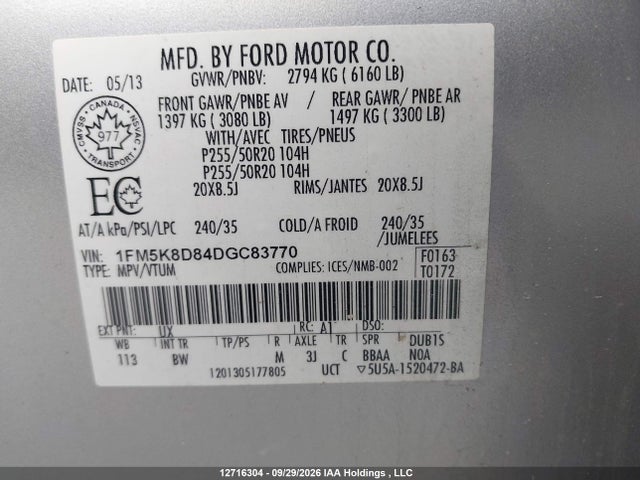 Aukcja sprzedaży 2013 Ford Explorer Xlt, vin: 1FM5K8D84DGC83770, numer aukcji: 12716304