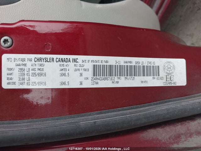 Auction sale of the 2011 Dodge Grand Caravan, vin: 2D4RN4DG4BR671612, lot number: 12716307