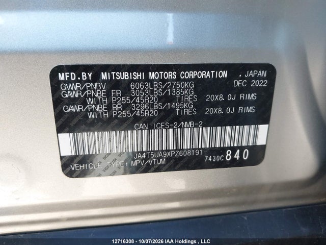 Продаж на аукціоні авто 2023 Mitsubishi Outlander Phev Le/sel, vin: JA4T5UA9XPZ608191, номер лоту: 12716308