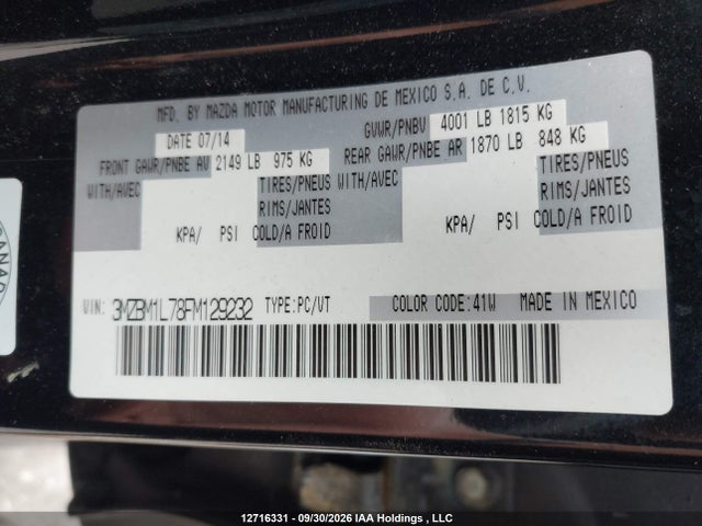 Mazda 3 2015 3MZBM1L78FM129232 Image 9