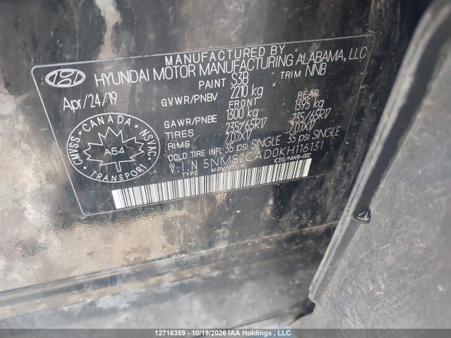 Hyundai Santa Fe Se 2019 5NMS2CAD0KH116131 Image 18