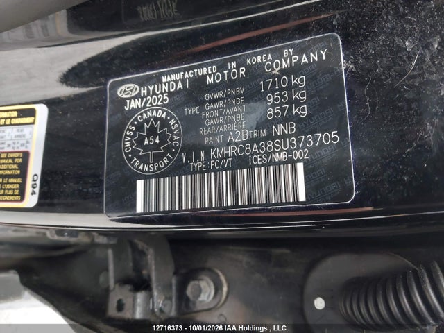 Продаж на аукціоні авто 2025 Hyundai Venue Ultimate W/black Interior (ivt), vin: KMHRC8A38SU373705, номер лоту: 12716373