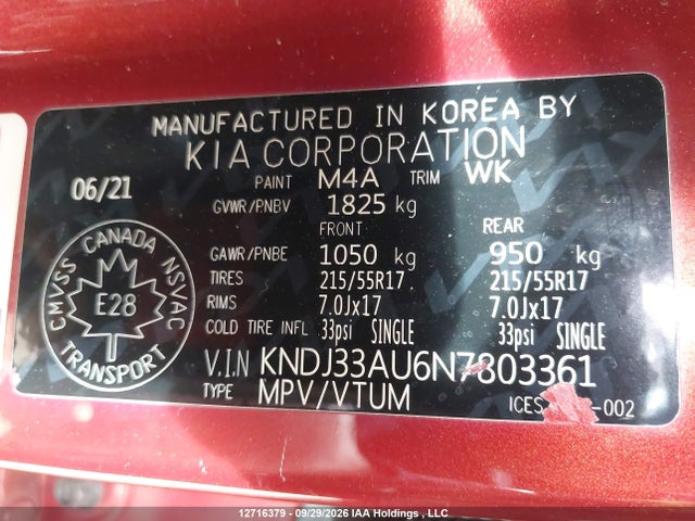 KNDJ33AU6N7803361 KIA Soul Ex/ex Premium/ex+/gt-line Limited