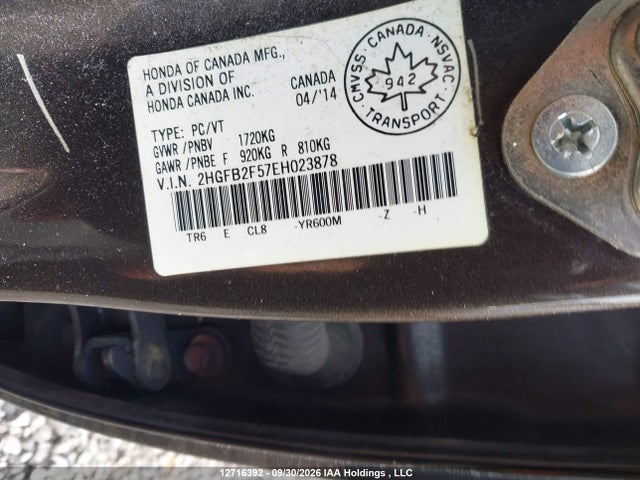 Aukcja sprzedaży 2014 Honda Civic Ex, vin: 2HGFB2F57EH023878, numer aukcji: 12716392