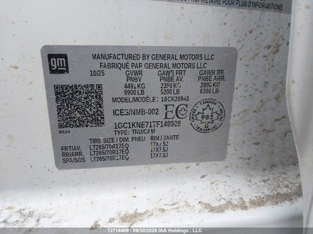 12716409 :رقم المزاد ، 1GC1KNE71TF149908 vin ، 2026 Chevrolet Silverado K2500 Heavy Duty Lt مزاد بيع