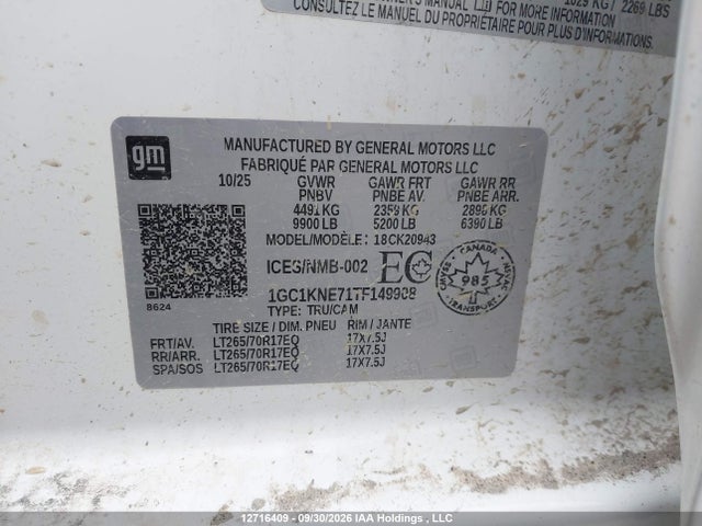 12716409 :رقم المزاد ، 1GC1KNE71TF149908 vin ، 2026 Chevrolet Silverado K2500 Heavy Duty Lt مزاد بيع