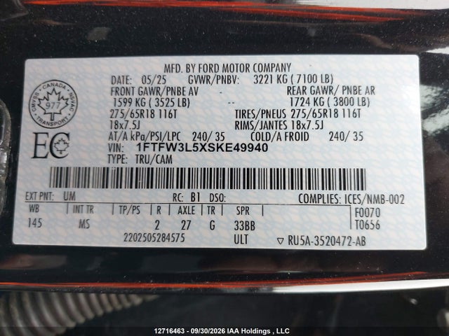 1FTFW3L5XSKE49940 Ford F150 Xlt