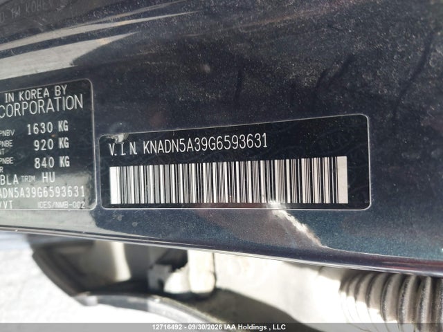 KNADN5A39G6593631 KIA Rio Ex/ex+ W/sunroof/lx/lx+/lx+ Eco/sx