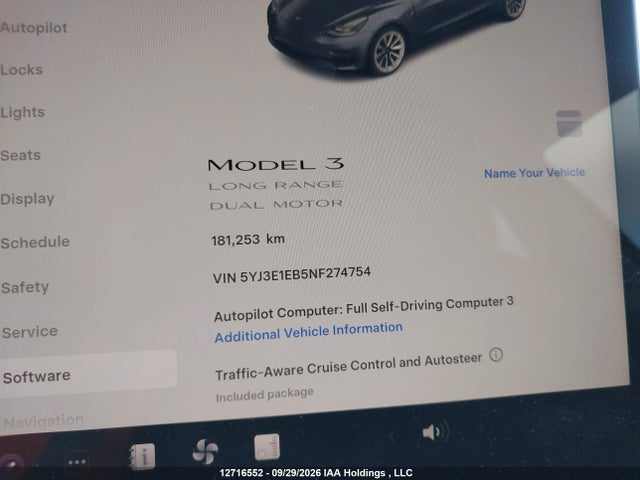Продаж на аукціоні авто 2022 Tesla Model 3, vin: 5YJ3E1EB5NF274754, номер лоту: 12716552