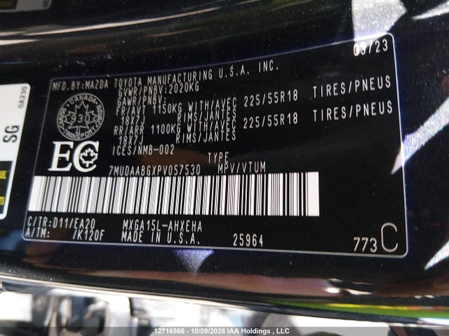 12716566 :رقم المزاد ، 7MUDAABGXPV057530 vin ، 2023 Toyota Corolla Cross Xle مزاد بيع