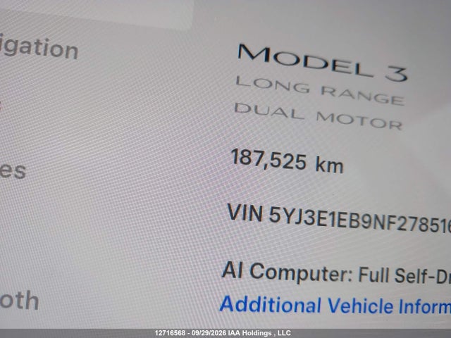 Продажа на аукционе авто 2022 Tesla Model 3, vin: 5YJ3E1EB9NF278516, номер лота: 12716568