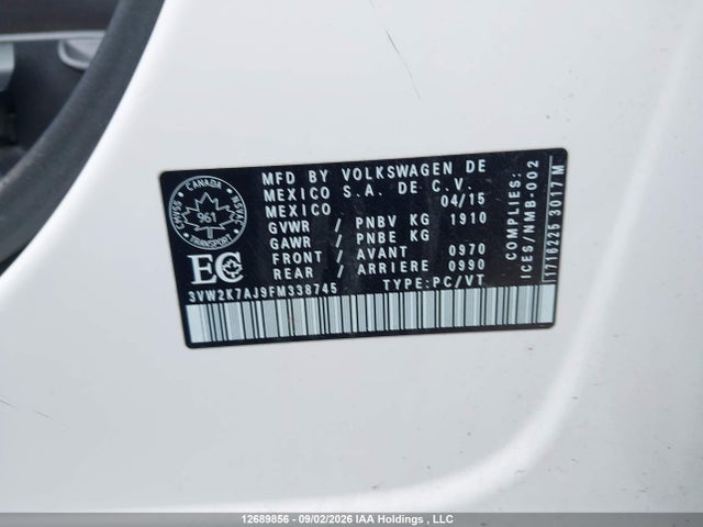 3VW2K7AJ9FM338745 Volkswagen Jetta 2.0l Trendline/2.0l Trendline+