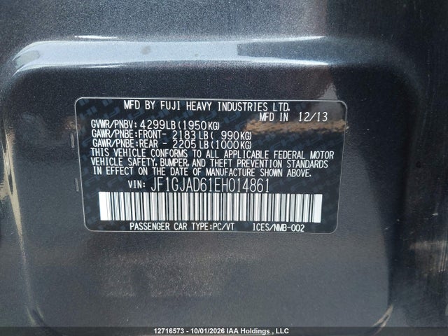 Subaru Impreza Premium 2014 JF1GJAD61EH014861 Image 9