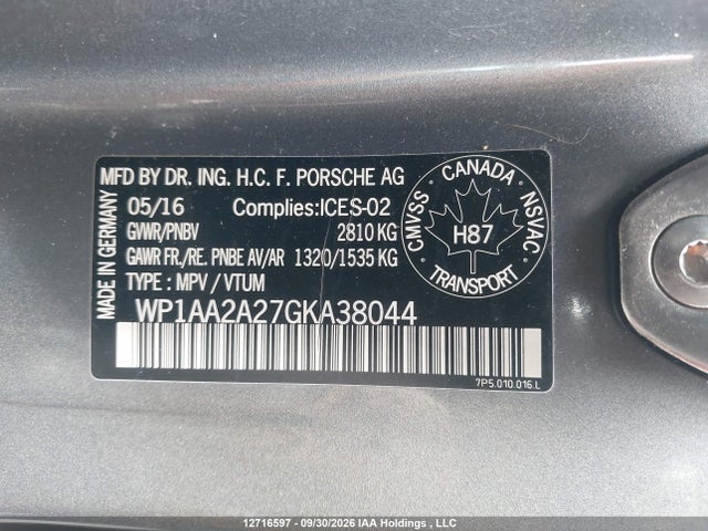 Porsche Cayenne 2016 WP1AA2A27GKA38044 Image 19