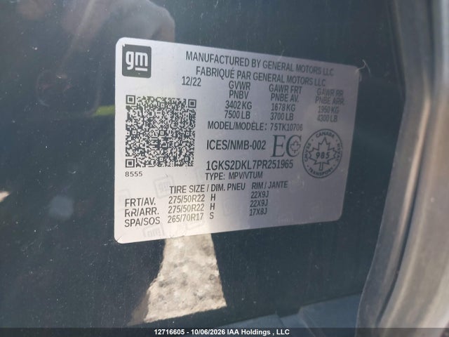 Продаж на аукціоні авто 2023 Gmc Yukon Denali Denali, vin: 1GKS2DKL7PR251965, номер лоту: 12716605